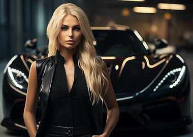 Fashion woman and supercar