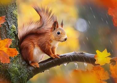 Cute squirrel fall season