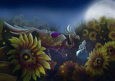 Dark Sunflowers Skulls