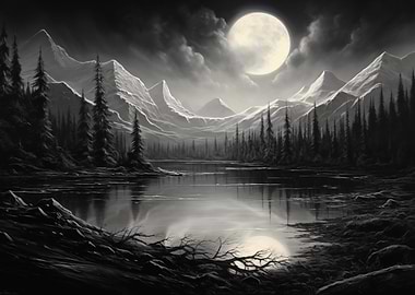 Full Moon Forest At Night