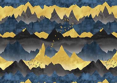 Blue and golden mountains
