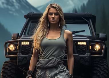 Beaury nordic girl and SUV