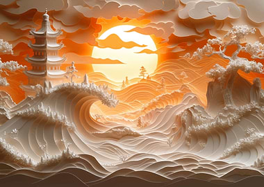 Sunset in Serene Waves