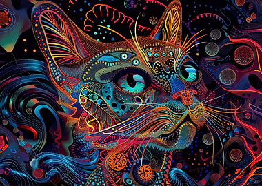 abstract kintsugi cat