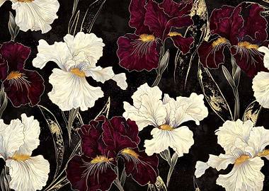 Red And White Irises