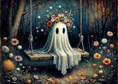 Cute Ghost on Swing