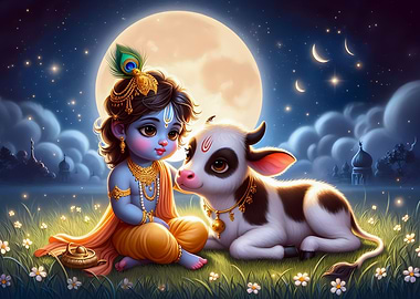 Little Krishna with calf