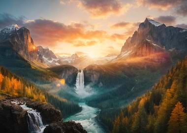 Waterfall Sky Sunrise 2