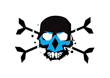 Skull and bones, colorful graffiti style vector illustration. Isolated on the white background
