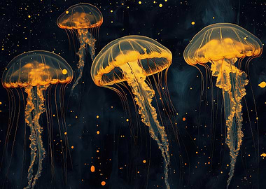 Golden Jellyfish in the Deep