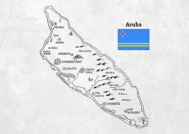 Handdrawn Map of Aruba