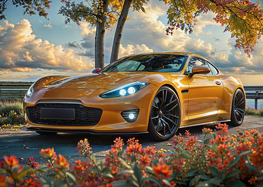 Golden Sports Car