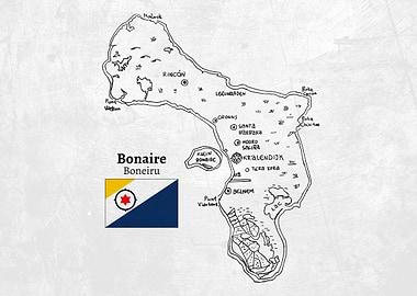 Handdrawn Map of Bonaire