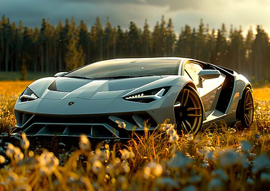 Lamborghini in a Field