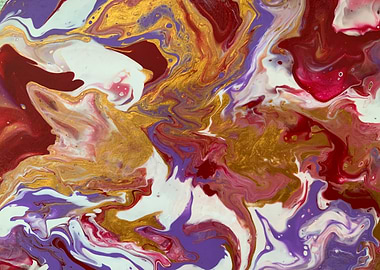 Abstract Swirls in Gold, Red, and Purple