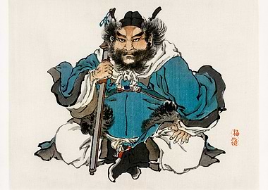 Japanese Warrior Ukiyo-e by Kōno Bairei