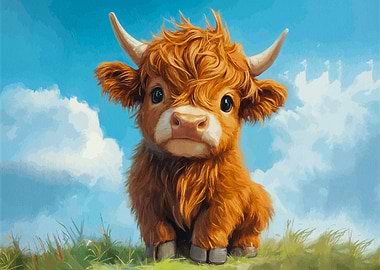 Cute Highland Cow Calf