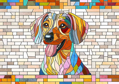 StainDachshund dog - Doxie -colorful mosaic