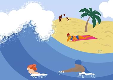 Beach Day with a Wave