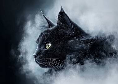Black Cat in Fog