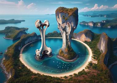 Seaside Bone-shaped Rock Formations