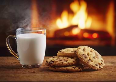 Milk and Cookies by the Fireplace