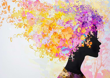 Floral Silhouette Woman