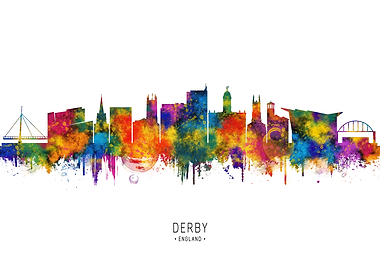 Derby Skyline Watercolor