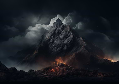Fiery Mountain Peak Nature