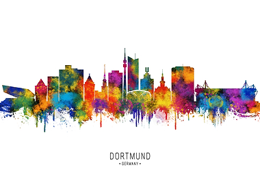 Dortmund Skyline Watercolor