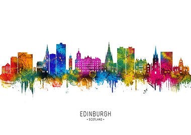 Edinburgh Skyline Watercolor
