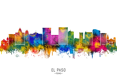 El Paso Skyline Watercolor