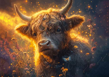 Highland Cow in Golden Light
