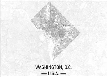 Washington D.C. Map - Minimalist - Landscape