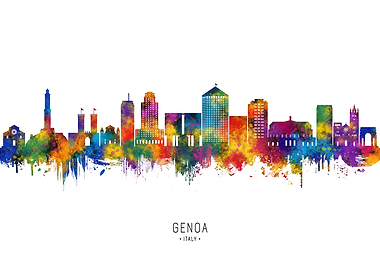 Genoa Skyline Watercolor