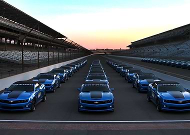 Chevrolet Camaro Lineup at Race Track
