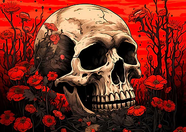Skull and Poppies