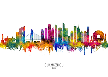 Guangzhou Skyline Watercolor