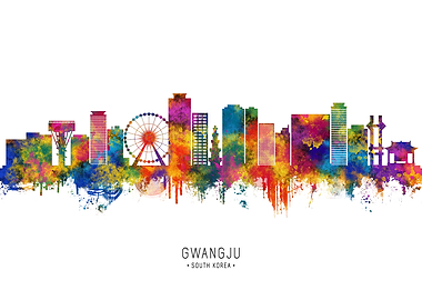 Gwangju Cityscape Watercolor