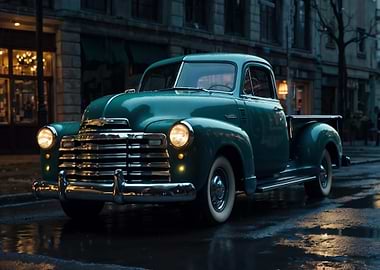 Vintage Green Pickup Truck