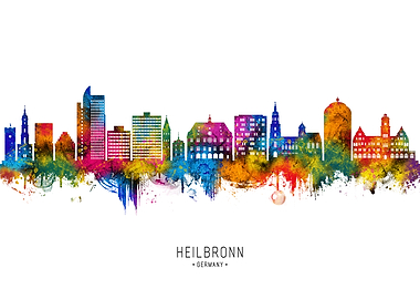Heilbronn Skyline Watercolor