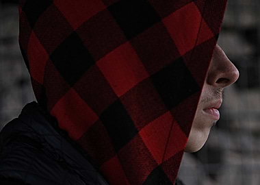 Man in Red and Black Plaid Hoodie