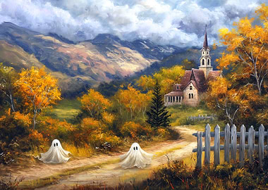 Spooky Church in Autumn
