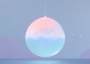 Pastel Sphere with Mountains
