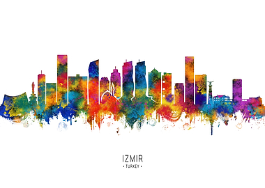 Izmir Skyline Watercolor