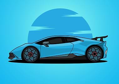 Blue Lamborghini Illustration