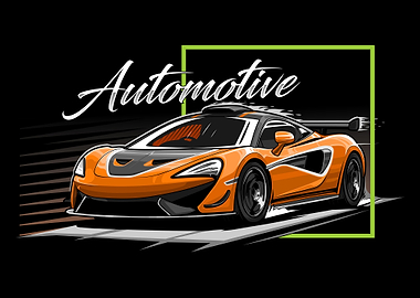 Orange Sports Car Graphic