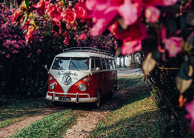 Vintage Bus in Bloom