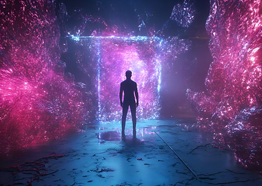 Silhouette in Neon Portal