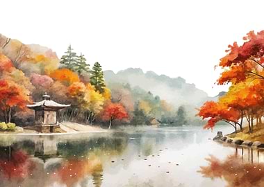 Autumnal Lake Scene
